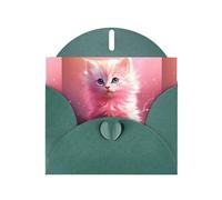 BROLEO Biglietto di auguri verde scuro con stampe di gattini rosa, perfetto per San Valentino, anniversario di matrimonio e inviti per feste