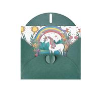 BROLEO Biglietto di auguri verde scuro con unicorni vicino al fiume, perfetto per San Valentino, anniversario di matrimonio e inviti per feste