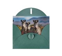 BROLEO Biglietto di auguri verde scuro con zebre, immagine del Sudafrica per Natale, compleanno dei bambini, San Valentino e invito a una festa