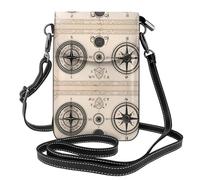 BROLEO Borsa da donna in pelle per cellulare, design magico, bussola con rune norrene, multifunzione, morbida, resistente, comoda per l'uso quotidiano e in viaggio, Nero , Taglia unica