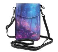 BROLEO Borsa d'ardore del telefono di vibrazione di vibrazione della tracolla delle piccole donne di cuoio di stampa del fungo dei legni, impermeabile e durevole