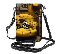 BROLEO Borsa gialla e nera del telefono di vibrazione di vibrazione della tracolla delle piccole donne di cuoio di stampa della senape, impermeabile e durevole