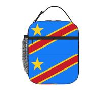 BROLEO Borsa termica portatile per il pranzo, con bandiera del Congo, stampata, riutilizzabile, durevole, per uomini e donne, facile da trasportare