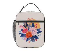 BROLEO Borsa termica portatile per il pranzo con immagine di gruppo di fiori, riutilizzabile, borsa per il pranzo durevole per uomini e donne