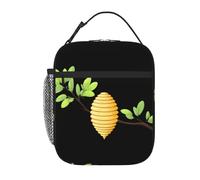 BROLEO Borsa termica portatile per il pranzo, motivo: alveare su un ramo, riutilizzabile, durevole, per uomini e donne
