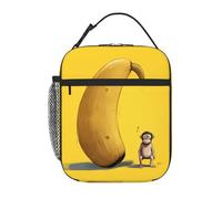 BROLEO Borsa termica portatile per il pranzo, motivo: piccola scimmia su una grande banana, riutilizzabile, per uomini e donne