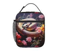 BROLEO Borsa termica portatile per il pranzo, motivo: piccolo serpente nell'aiuola, riutilizzabile, durevole, per uomini e donne