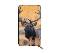 BROLEO Bull Elk - Portafoglio lungo in pelle con stampa di alce per ragazze e donne alla moda, durevole, elegante e funzionale, Nero , Taglia unica