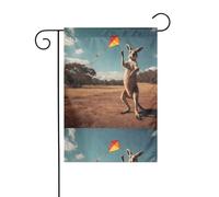 BROLEO Canguro che vola un aquilone stampa asta bandiera giardino decorazione cortile esterno double face 30,5 x 45,7 cm