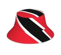 BROLEO Cappello alla pescatora riflettente con stampa della bandiera di Trinidad e Tobago - Design elegante e funzionale su entrambi i lati per protezione solare, nero