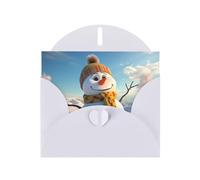 BROLEO Cartolina d'auguri bianca con immagine di pupazzo di neve invernale per Natale, compleanno dei bambini, San Valentino e invito alla festa