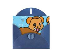 BROLEO Cartolina d'auguri blu con immagine di cane in esecuzione per Natale, compleanno dei bambini, San Valentino e invito per feste