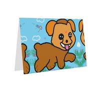 BROLEO Cartolina d'auguri rosa con immagine di cane in esecuzione per Natale, compleanno dei bambini, San Valentino e invito per feste