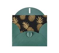 BROLEO Cartolina d'auguri verde scuro immagine sfondo ananas oro per Natale, compleanno dei bambini, San Valentino e invito alla festa