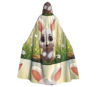 BROLEO Cartoon Cute Animals Coniglio Stampa Halloween Adulto Mantello Con Cappuccio Uomini E Donne Abbigliamento Mantello Gioco di Ruolo Nero