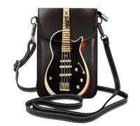 BROLEO Chitarra nera che stampa la piccola borsa del telefono di vibrazione di vibrazione della borsa di cuoio delle piccole donne, impermeabile