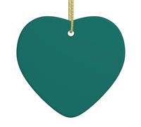 BROLEO Ciondolo natalizio a forma di cuore in ceramica, per feste e festival, corda metallica dorata inclusa, immagine verde scuro