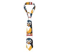 BROLEO Cravatta da uomo con pinguino dei cartoni animati, morbida, confortevole e resistente, adatta per lavoro, tutti i giorni, lavoro, Nero , Taglia unica