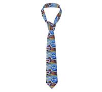 BROLEO Cravatta da uomo con stampa uccellino bianco blu cravatta stile classico adatto per vacanze e lavoro