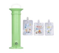 BROLEO Creatore di Buste per Alimenti, Riempitivo per Purea di Frutta Professionale Ciotola Trasparente Portatile Flessibile in Plastica con Custodia per la Casa dei Bambini (Verde)