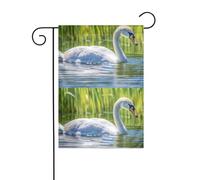 BROLEO Decorazione per cortile con stampa di cigni bianchi quattro stagioni, 30,5 x 45,7 cm