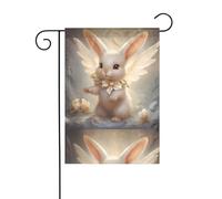 BROLEO Decorazione per cortile con stampa di un piccolo coniglietto e angelo quattro stagioni, 30,5 x 45,7 cm