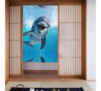BROLEO Divertente delfino che guarda te stampa tenda divisoria giunzione protezione della privacy adatta per cucina, bagno, stanza 86,4 x 142,2 cm