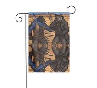 BROLEO Due Lupi combattenti stampa asta bandiera giardino esterno cortile decorazione fronte retro 30,5 x 45,7 cm