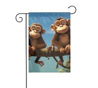 BROLEO Due scimmie stampa giardino pennone esterno cortile decorazione moda 30,5 x 45,7 cm