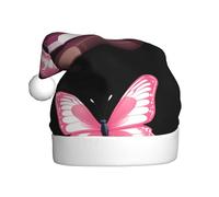 BROLEO Farfalla rosa e bianca sul mucchio dei libri ha stampato il cappello di Natale per uso adulto del partito di