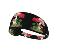 BROLEO Fascia elastica estiva con rose a forma di fungo che crescono insieme con stampa sportiva per le donne a prova di sudore
