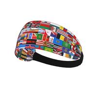 BROLEO Fascia elastica estiva con stampa di bandiere varie per le donne a prova di sudore