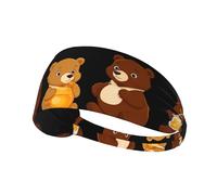 BROLEO Fascia elastica estiva da donna a prova di sudore con stampa di tre orsetti che mangiano miele