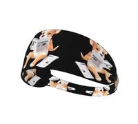BROLEO Fascia elastica estiva da donna con stampa di giornali e letture per cuccioli, a prova di sudore, fascia elastica estiva