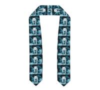BROLEO Fascia in raso appiattito con lupo con stampa fumo, scialle per laurea 182,9 cm, regalo di laurea per lei/lui, Appiattito, Taglia unica