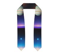 BROLEO Fascia in raso appiattito con stampa Cosmic Saturno Scialle di laurea 182,9 cm, regalo di laurea per lei/lui, Appiattito, Taglia unica