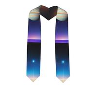 BROLEO Fascia in raso appiattito con stampa Cosmic Saturno Scialle di laurea 182,9 cm, regalo di laurea per lei/lui, Angolo acuto, Taglia unica