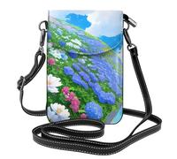 BROLEO Fiore bianco della nuvola che stampa la piccola borsa di cuoio del telefono di vibrazione di vibrazione delle piccole donne, impermeabile e