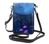 BROLEO Fiori selvatici nel campo notturno che stampa la piccola borsa di cuoio del telefono di vibrazione di vibrazione delle piccole donne, impermeabile e durevole