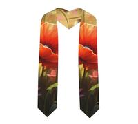 BROLEO Flattened Satin Honor Sash Papaveri in Bloom stampa laurea scialle laurea 182,9 cm, regalo di laurea per lei/lui, Angolo acuto, Taglia unica