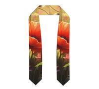 BROLEO Flattened Satin Honor Sash Papaveri in Bloom stampa laurea scialle laurea 182,9 cm, regalo di laurea per lei/lui, Appiattito, Taglia unica