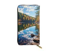 BROLEO Forest Lakes of New Hampshire - Portafoglio lungo in pelle per ragazze e donne alla moda, durevole, elegante e funzionale, Nero , Taglia unica