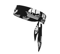 BROLEO Foulard sportivo con stampa pirati in bianco e nero, assorbe il sudore e traspirante, fascia per capelli con movimento, fazzoletto su entrambi i lati