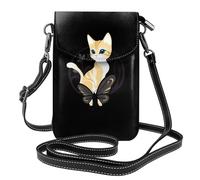 BROLEO Gatto arancio su una grande farfalla che stampa la piccola borsa di cuoio del telefono di vibrazione di vibrazione delle piccole donne, impermeabile e durevole
