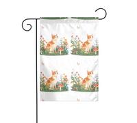 BROLEO Gatto arancione nel cespuglio di funghi stampa Asta bandiera da giardino decorazione cortile esterno su entrambi i lati 30,5 x 45,7 cm