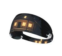 BROLEO Ghost in Front of The Hut Fascia sportiva da donna a prova di sudore, fascia elastica estiva