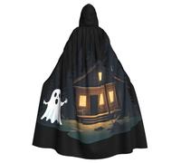 BROLEO Ghost In Front Of The Hut Stampa Halloween Adulto Mantello Con Cappuccio Uomini E Donne Abbigliamento Mantello Gioco di Ruolo