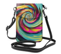 BROLEO Gif ottico a spirale di illusione che stampa la piccola borsa di cuoio del telefono di vibrazione di vibrazione della borsa delle piccole donne, impermeabile e durevole