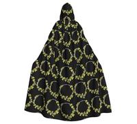 BROLEO Gioco di ruolo con cappuccio adulto del mantello dell'abbigliamento degli uomini e delle donne del mantello del mantello di Halloween di stampa della vite della pianta