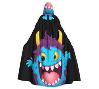 BROLEO Happy Little Monster Prints, mantello con cappuccio per Halloween, per adulti, senza cerniera, comodo per feste in costume